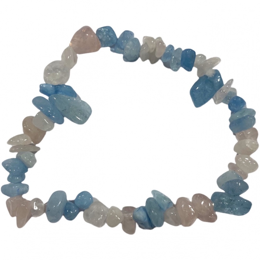 Aquamarine & Rose Quartz - Crystal Chip Bracelet